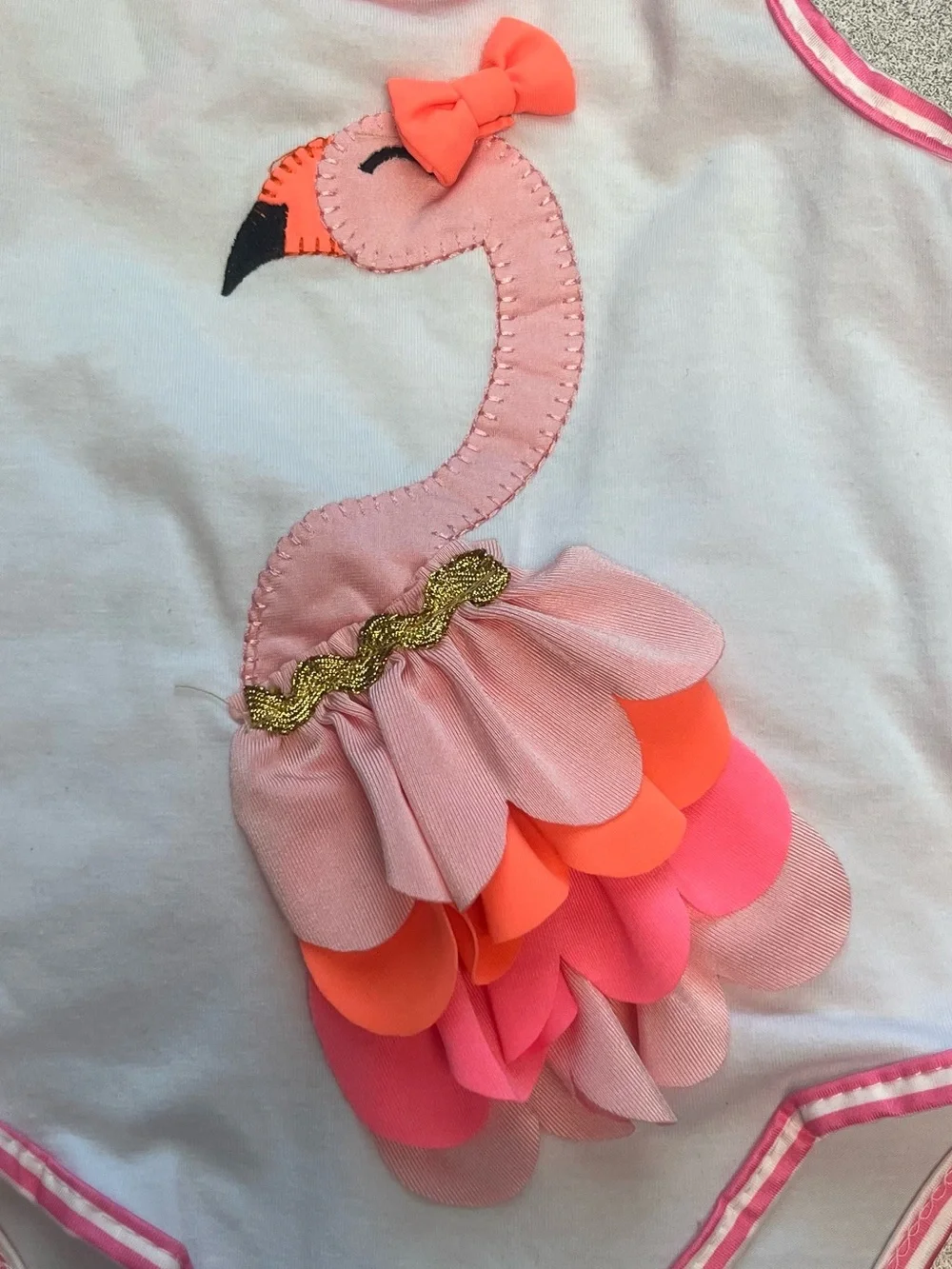 NWT Flamingo Tutu Bodysuit Baby Girl 12-18 Month Ruffle Bow Sleeveless Tropical